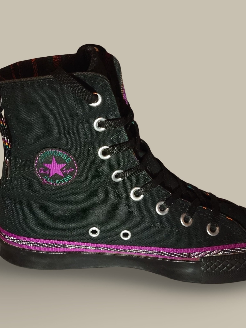 Women's Converse Chuck Taylors Black And Purple Size 6 - Picture 3 of 6